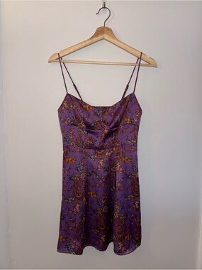 Urban Outfitters Purple Floral Cowl Slip Dress